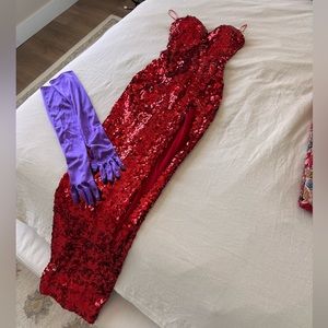 Red Sequin dress Jessica Rabbit Costume trashy lingerie